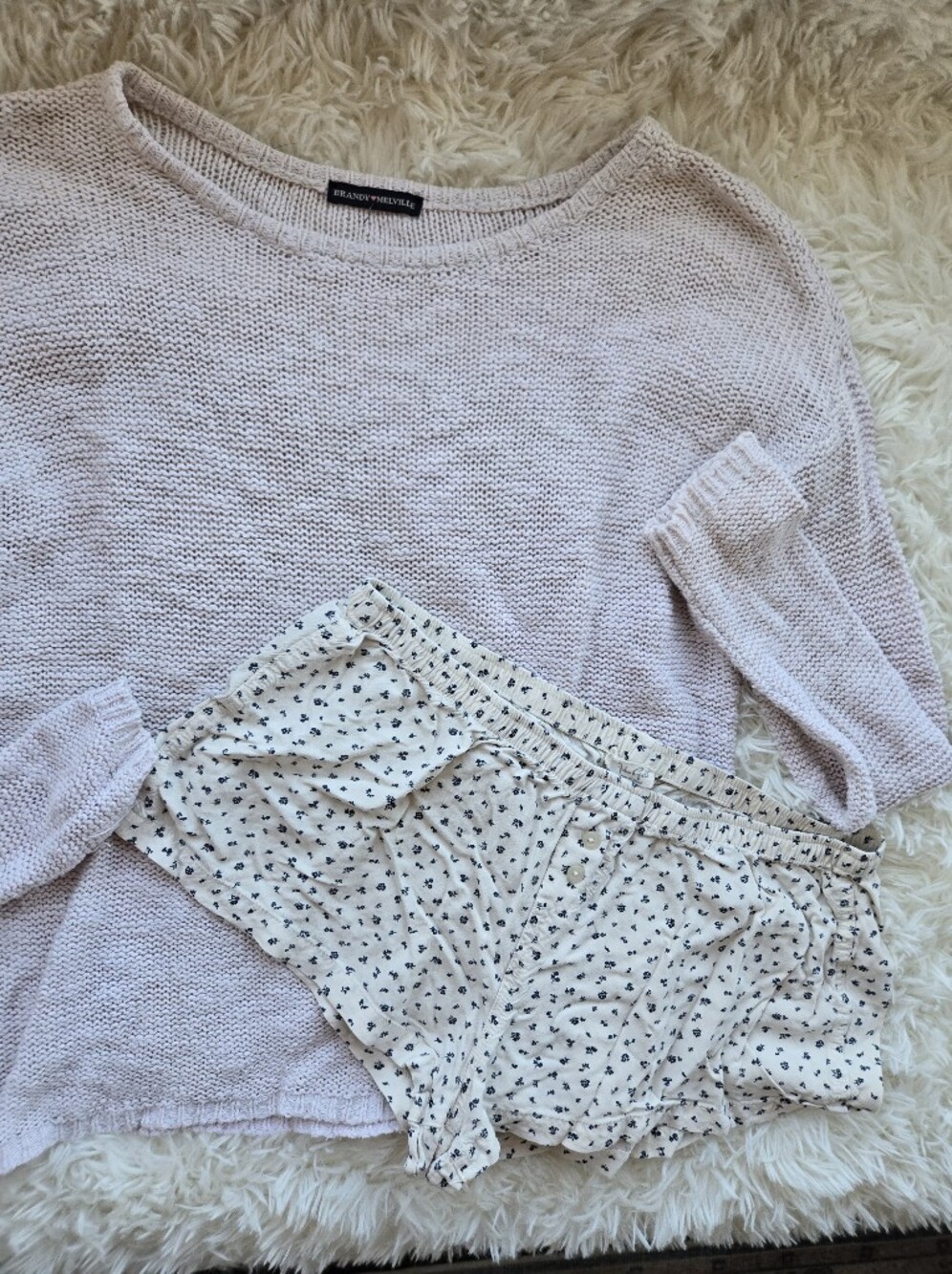 Brandy Melville Beachy Pink Loose-knit Sweater/ Cottagecore Boxer XS/Small